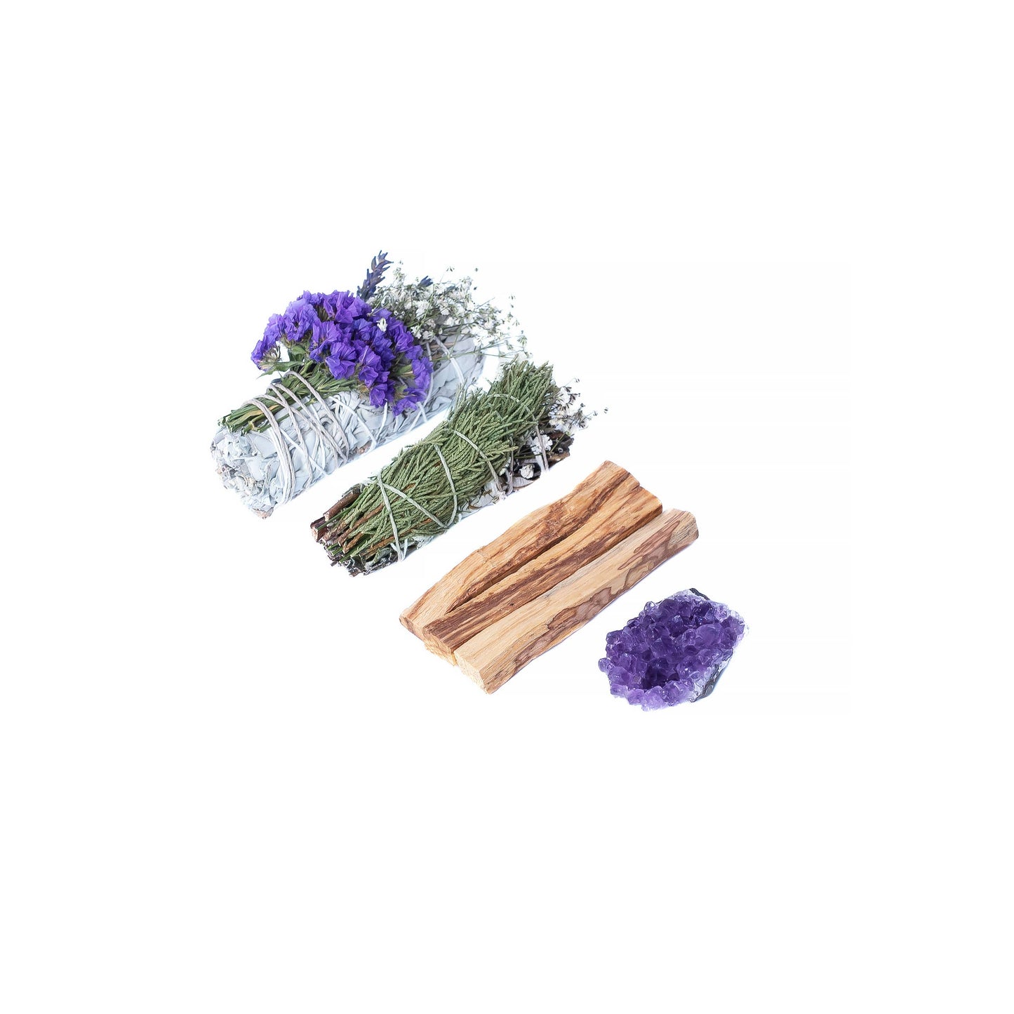 Peaceful Sage Floral Bundles W/Palo Santo & Amethyst Kit