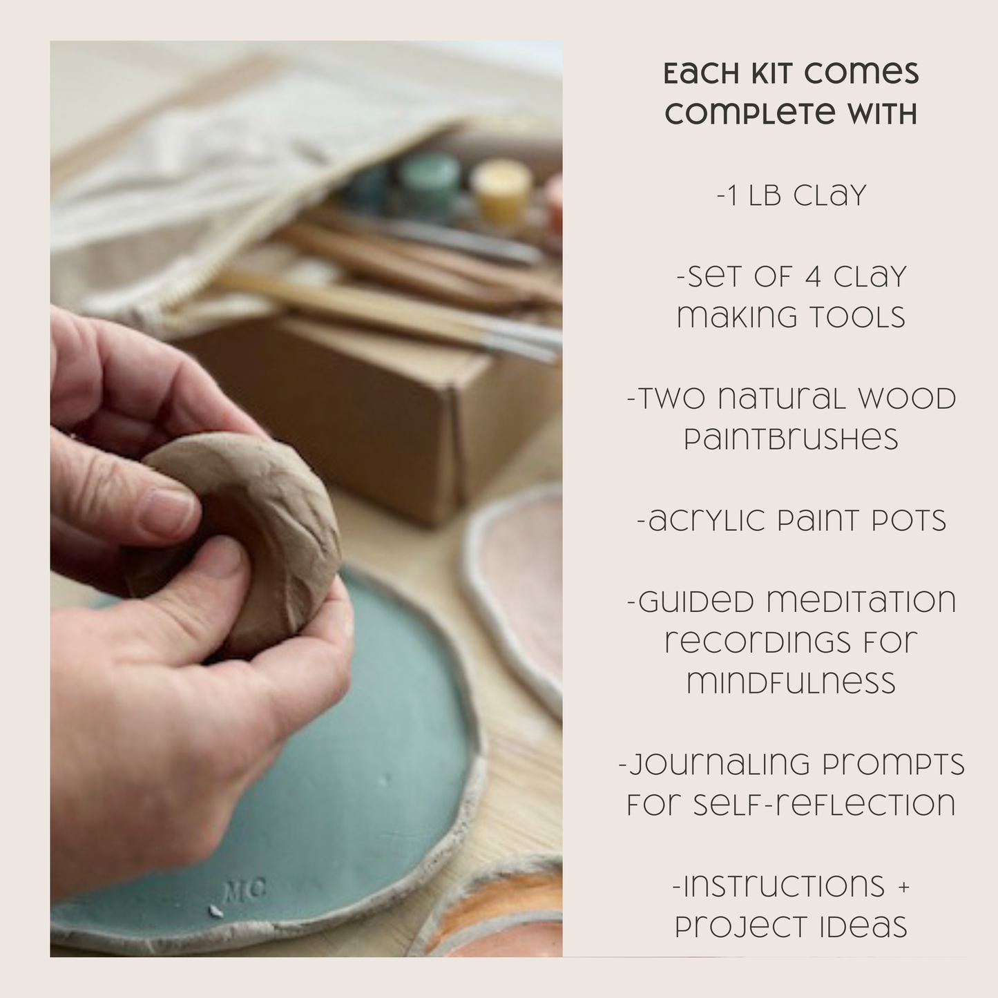 Meditative Art Clay Kit + Self-Care Meditations Set